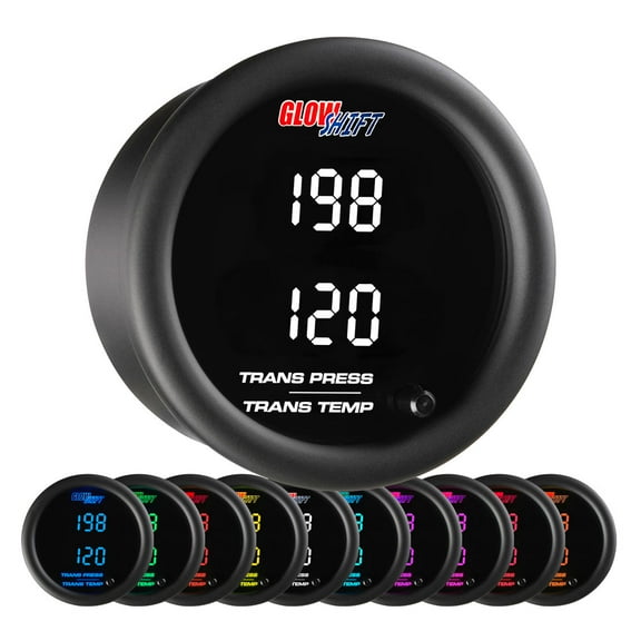 GlowShift 10 Color Digital Dual Transmission Pressure & Transmission Temperature Gauge