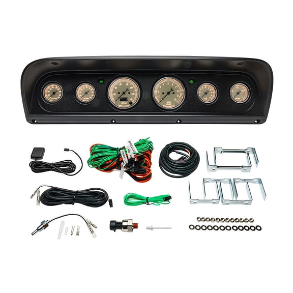 GlowShift | 1967-1972 5th Generation Ford F100 Dash Panel with Antique White Classic Series 6 Gauge Set