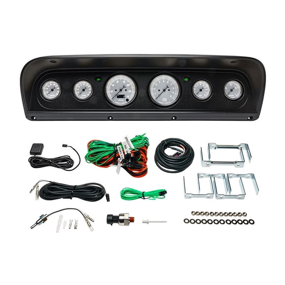GlowShift | 1967-1972 5th Generation Ford F100 Dash Panel with White Classic Series 6 Gauge Set