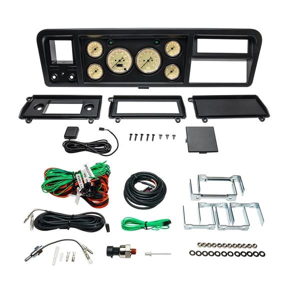 GlowShift | 1973-1979 6th Gen F-Series F-100, F-150, F-250 & F-350 Dentside Ford Dash Panel with Antique White Classic Series 6 Gauge Set