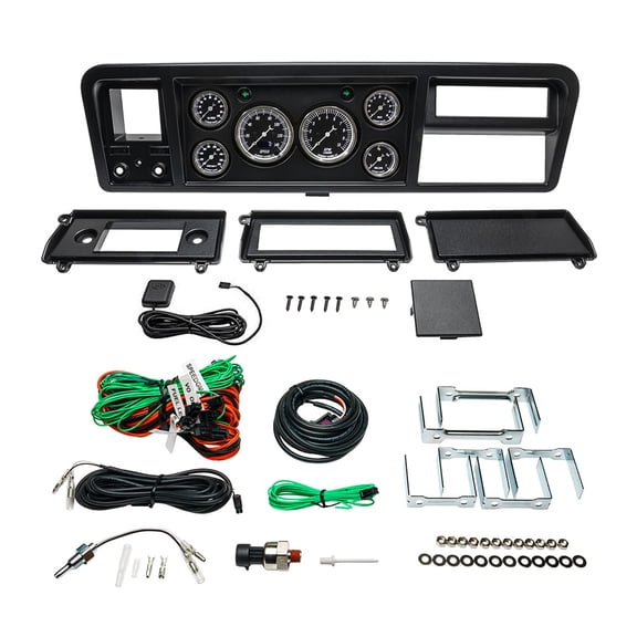 GlowShift | 1973-1979 6th Gen F-Series F-100, F-150, F-250 & F-350 Dentside Ford Dash Panel with Black Classic Series 6 Gauge Set