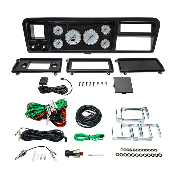 GlowShift | 1973-1979 6th Gen F-Series F-100, F-150, F-250 & F-350 Dentside Ford Dash Panel with White Classic Series 6 Gauge Set