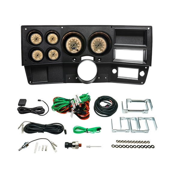 GlowShift | 1973-1987 3rd Generation Chevrolet C10 Dash Panel with Antique White Classic Series 6 Gauge Set