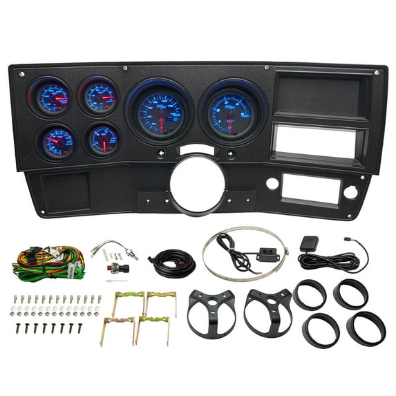GlowShift 6-Gauge Dashboard Panel For 1973-1987 Chevy C10 – Black ABS, Custom Cluster