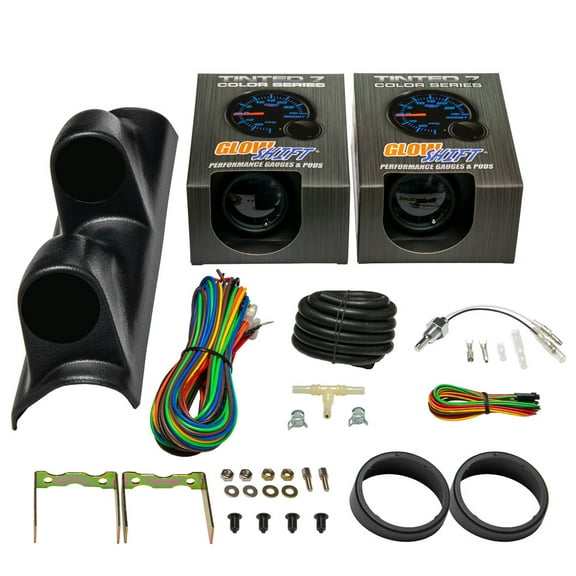 GlowShift | 1996-2000 Honda EJ Civic Dual Pillar Pod with Tinted 7 Color Series 30 PSI Boost Vacuum Gauge & Water Temp Gauge