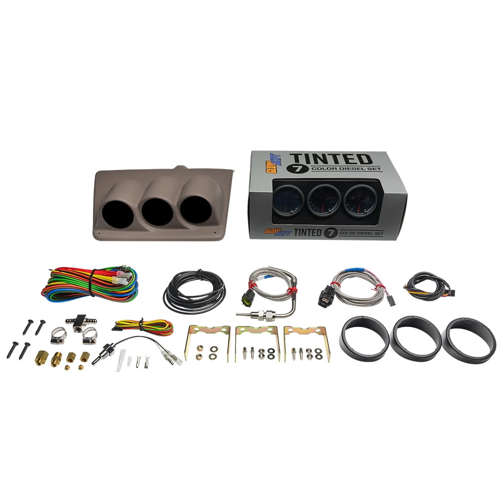 GlowShift 7-Color 2400°F Pyrometer EGT Gauge Kit - 52mm With Type K Probe For Cars & Trucks