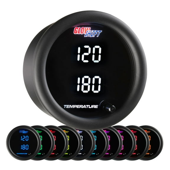 GlowShift | 2-1/16" (52mm) 10 Color Digital Series Dual Temperature Gauge for Cars and Trucks