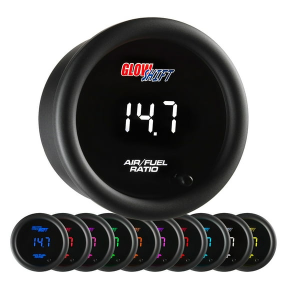 GlowShift | 2-1/16 (52mm) 10 Color Digital Series Narrowband Air Fuel Ratio Gauge for Cars and Trucks