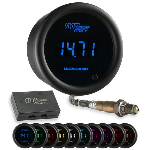 GlowShift | 2-1/16 (52mm) 10 Color Digital Series Wideband Air Fuel Ratio Gauge for Cars and Trucks