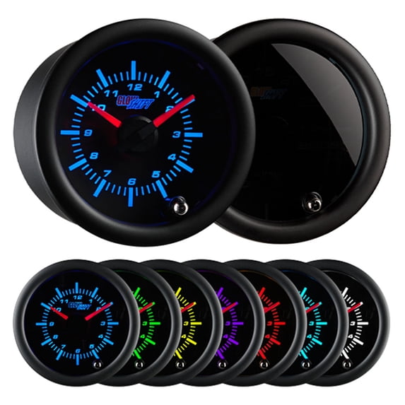 GlowShift | 2-1/16 (52mm) Tinted 7 Color Series Clock Gauge for Cars and Trucks