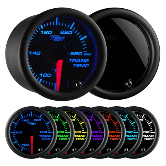 GlowShift | 2-1/16" (52mm) Tinted 7 Color Series Transmission Temperature Gauge for Cars and Trucks