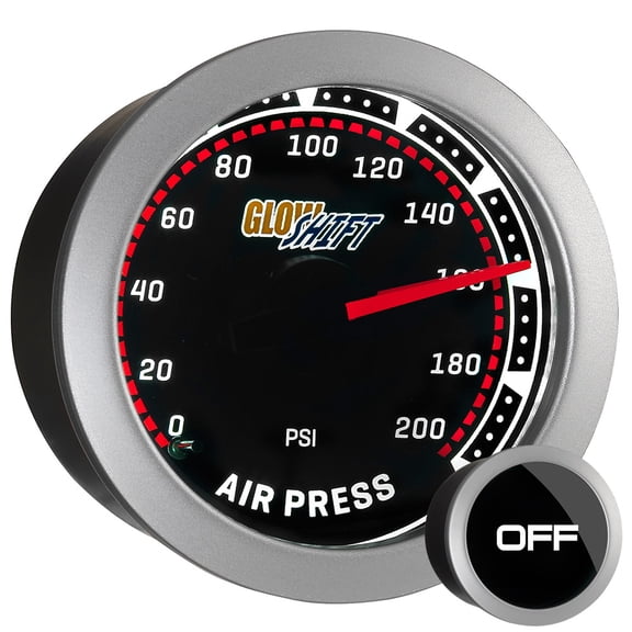 GlowShift | 2-1/16 (52mm) Tinted Series 200 PSI Air Pressure Gauge for Cars and Trucks