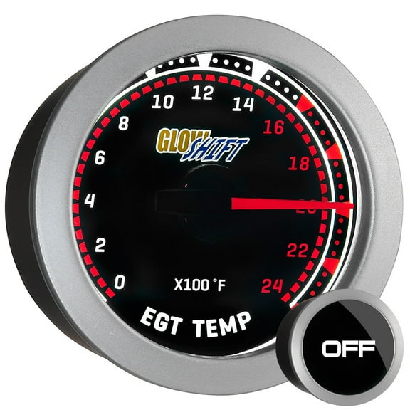 GlowShift | 2-1/16 (52mm) Tinted Series 2400 Fahrenheit Pyrometer EGT Gauge for Cars and Trucks