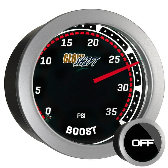GlowShift | 2-1/16 (52mm) Tinted Series 35 PSI Boost Gauge for Cars and Trucks