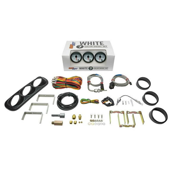 GlowShift 2003-2005 Dodge Ram Cummins Triple Dashboard Gauge Package with White 7 Color DS10 Gauge Set