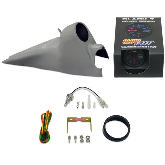 GlowShift | 2003-2007 Ford Super Duty Powerstroke Gray Single Pillar Gauge Pod with Black 7 Color Series Transmission Temperature Gauge