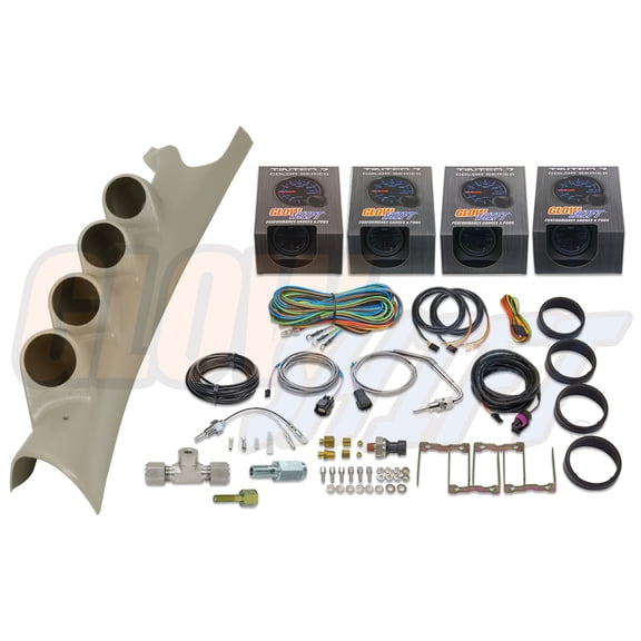GlowShift 2003-2009 Dodge Ram Cummins Taupe Quad Gauge Package with Tinted 7 Color DS5 Gauge Set