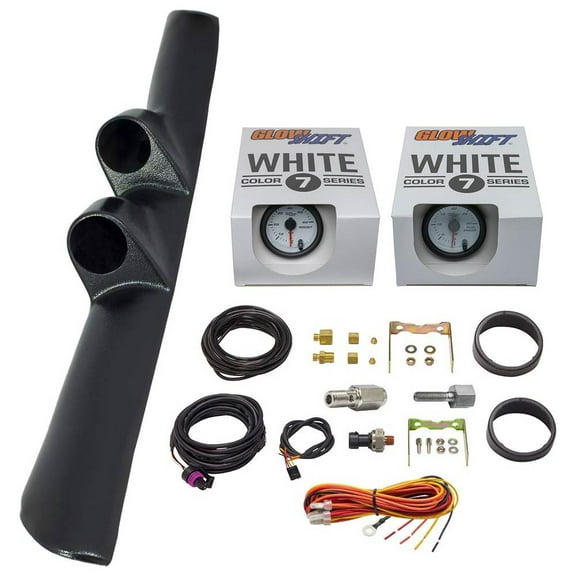 GlowShift | 2nd Gen 1998-2002 Dodge Ram Black Full Size Dual Pillar Pod with White 7 Color Series 60 PSI Boost Gauge & 30 PSI Fuel Pressure Gauge