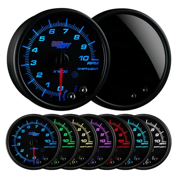 GlowShift | 3-3/4 (95mm) Tinted 7 Color Series In Dash Tachometer RPM Gauge for Cars and Trucks