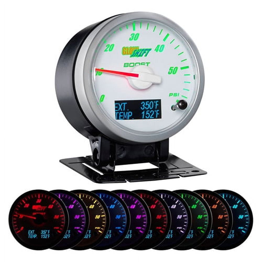 GlowShift 60mm 3in1 Silver Ram Style Boost w Digital Exhaust Gas Temp