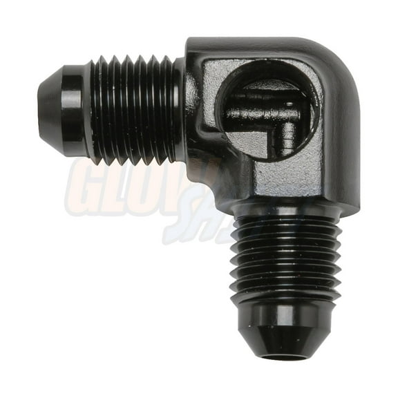 GlowShift 90 Degree -4 AN Male to -4 AN Male Fuel Pressure Sensor Thread Adapter with 1/8-27 NPT Female Thread