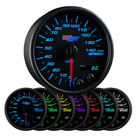GlowShift Black 7 Color 95mm 3 3/4" In Dash Speedometer Gauge