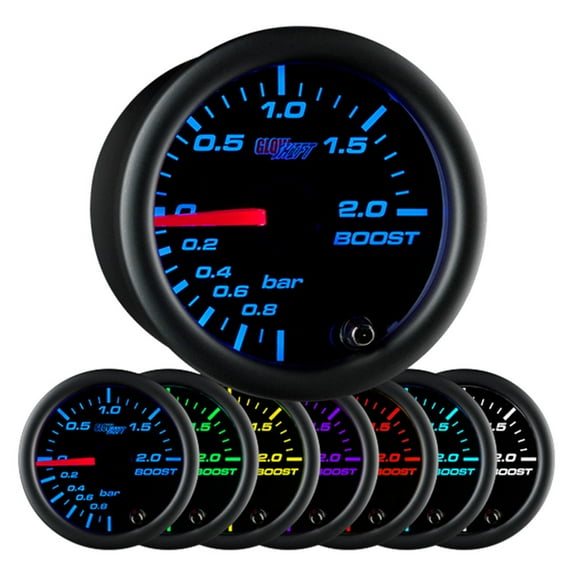 GlowShift Black 7 Color BAR Boost / Vacuum Gauge