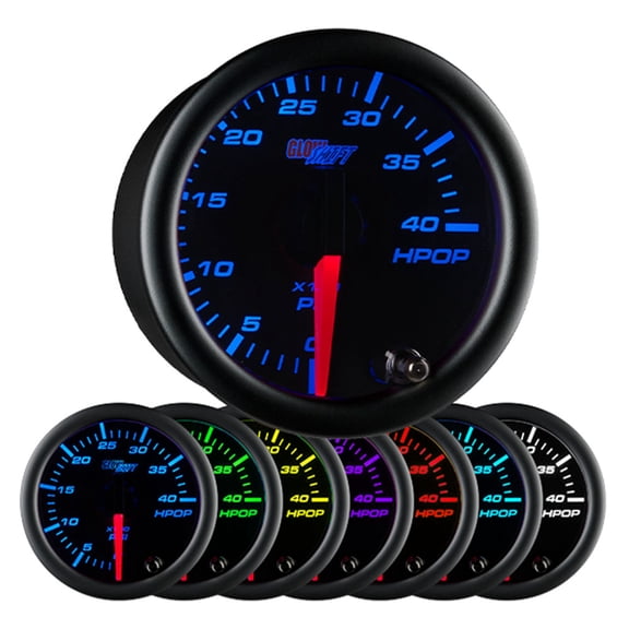 GlowShift Black 7 Color High Pressure Oil Pressure HPOP Gauge