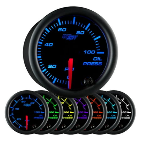 GlowShift Black 7 Color Oil Pressure Gauge