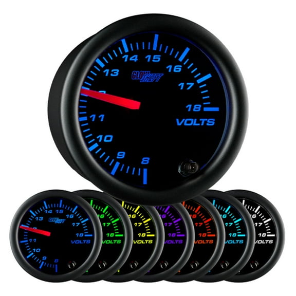 GlowShift Black 7 Color Volt Gauge