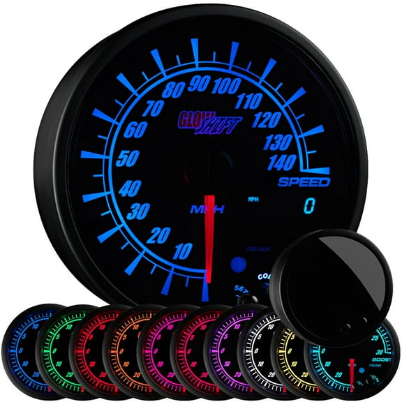 GlowShift Black Elite 10 Color 3 3/4" In Dash Speedometer Gauge