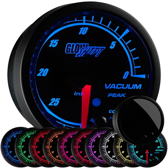 GlowShift Black Elite 10 Color Electronic Vacuum Gauge