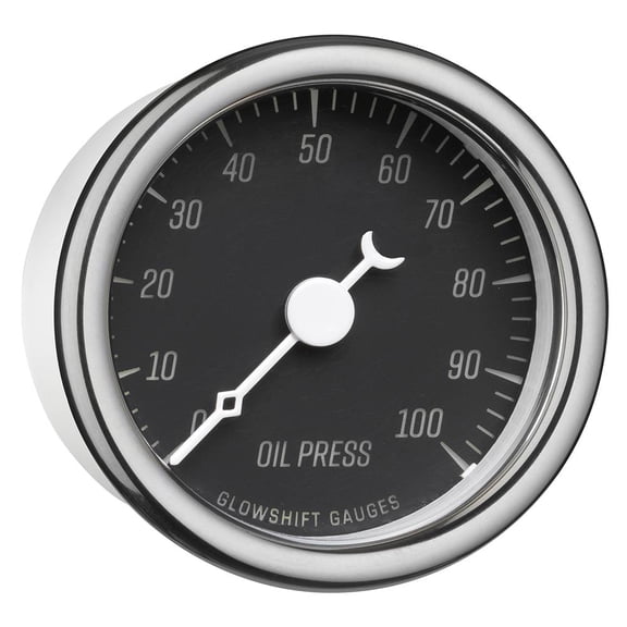 GlowShift | Classic Series Black 2-1/16" (52mm) Electronic Oil Pressure Gauges for Cars and Trucks