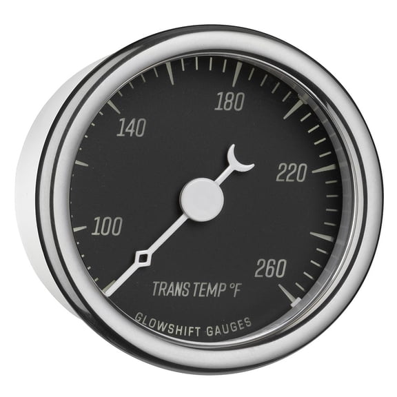 GlowShift | Classic Series Black 2-1/16" (52mm) Electronic Trans Temp Gauge for Cars and Trucks