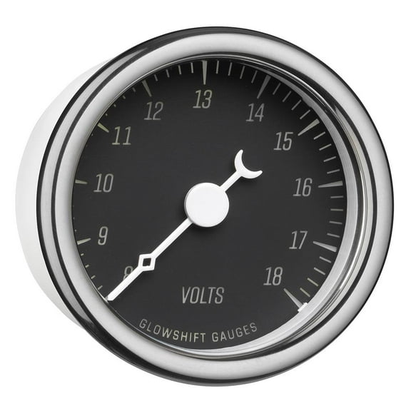GlowShift | Classic Series Black 2-1/16" (52mm) Electronic Volt Gauge for Cars and Trucks