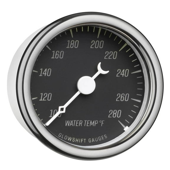 GlowShift | Classic Series Black 2-1/16" (52mm) Electronic Water Temp Gauges for Cars and Trucks
