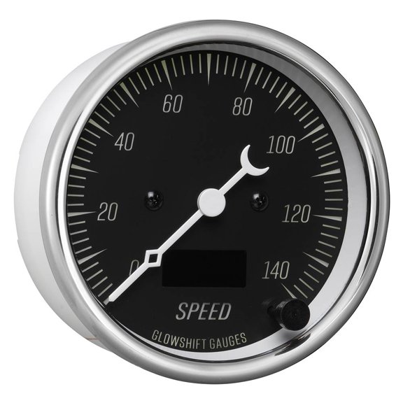 GlowShift | Classic Series Black 3-3/8" (85mm) Electronic MPH Speedometer for Cars and Trucks