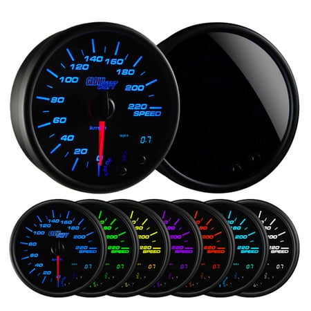 GlowShift | 3-3/4 (95mm) Tinted 7 Color Series In Dash Kilometer KM Speedometer Gauge for Cars and Trucks
