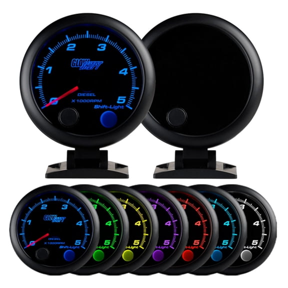 GlowShift Tinted 7 Color 3 3/4" Tachometer Gauge w Shift Light