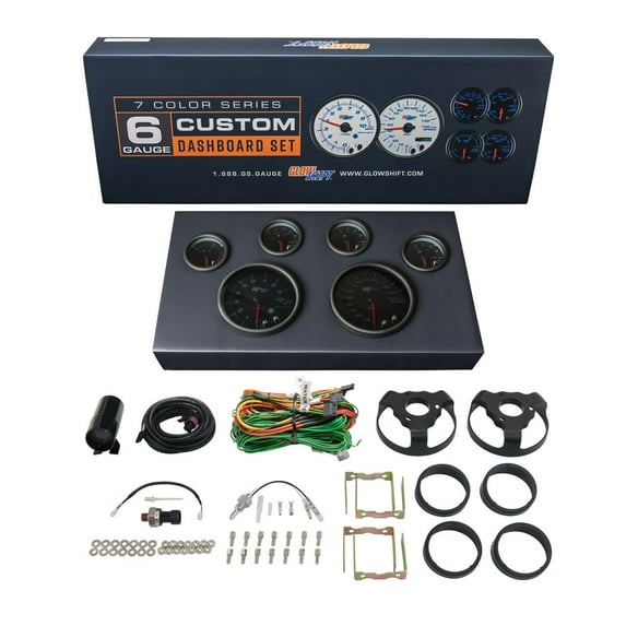 GlowShift | Tinted 7 Color Series 6 Gauge Custom Dashboard Set for Cars and Trucks