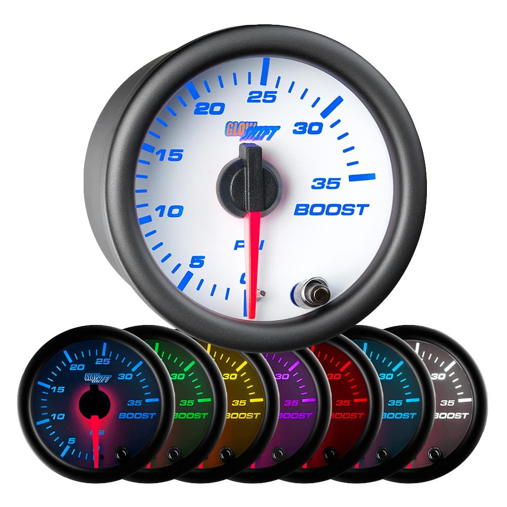 GlowShift 3-Gauge Diesel Set - Boost, EGT & Fuel Pressure Gauges With White Dial & 7 Color Lights - View #3