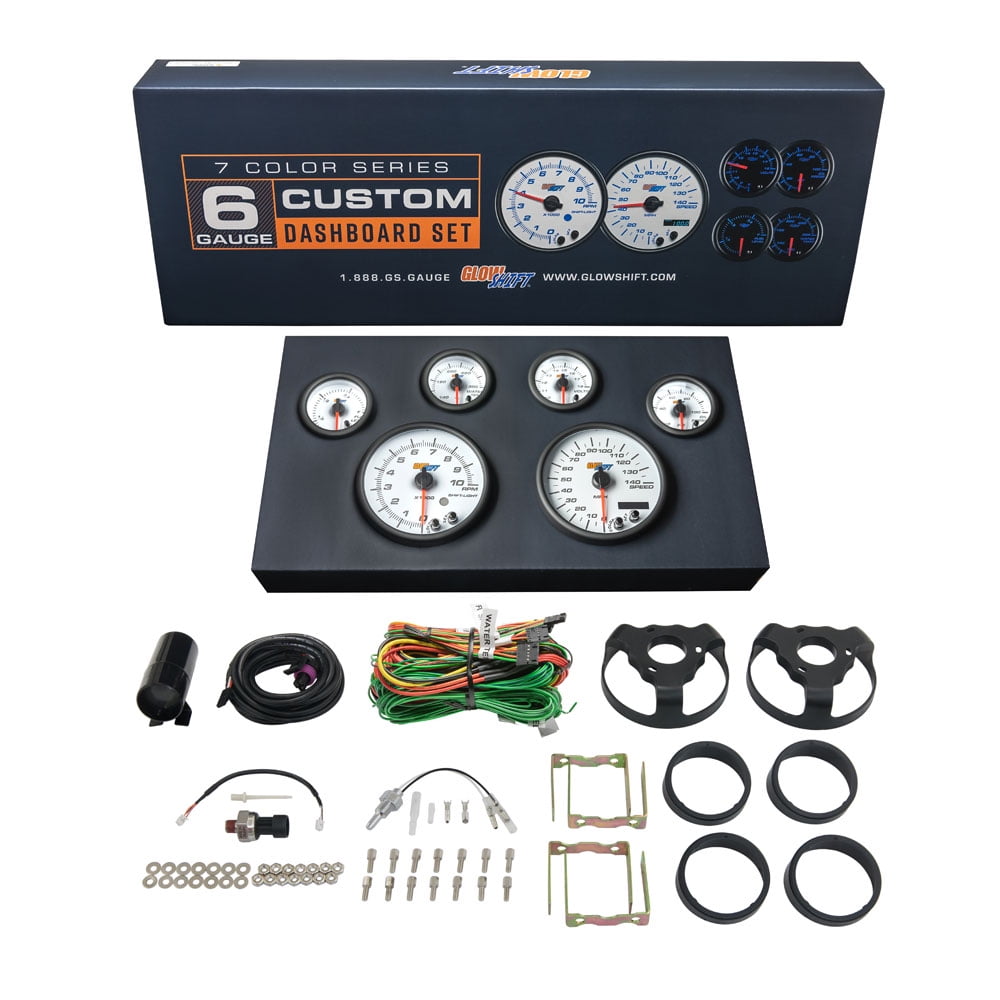 GlowShift 3-Gauge Diesel Set - Boost, EGT & Fuel Pressure Gauges With White Dial & 7 Color Lights - View #6