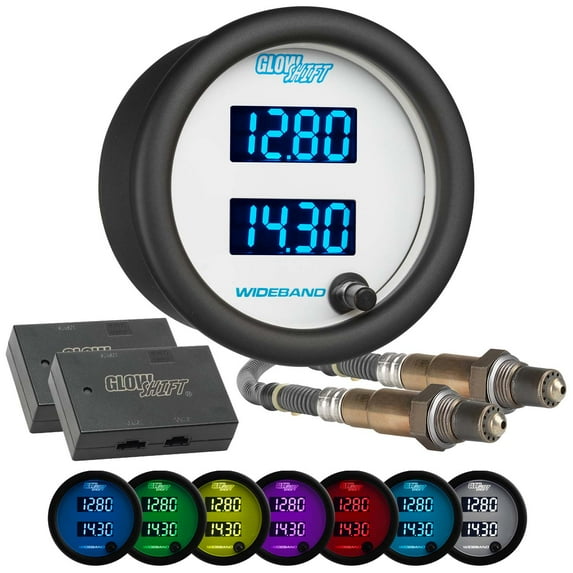 GlowShift | White 7 Color Series Dual Digital Wideband Gauge for Cars and Trucks