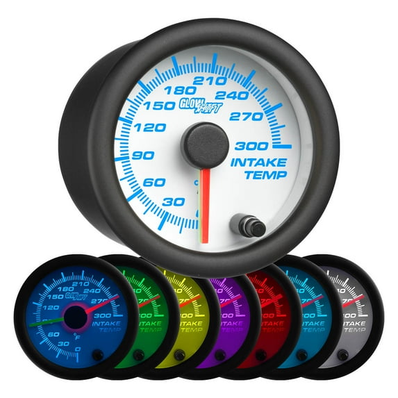 GlowShift | White 7 Color Series Dual Intake Temperature Gauge for Cars and Trucks