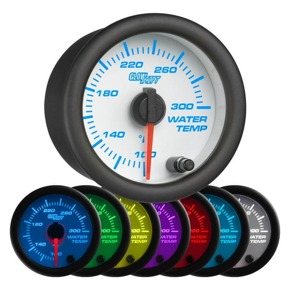 GlowShift | White 7 Color Series Water Temperature Gauge for Cars and Trucks