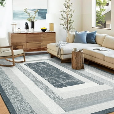 GlowSol 10' x 13' Extra Large Rugs for Living Room Modern Rug Geometric Rugs Low Pile Non Slip Throw Rugs for Bedroom, Gray
