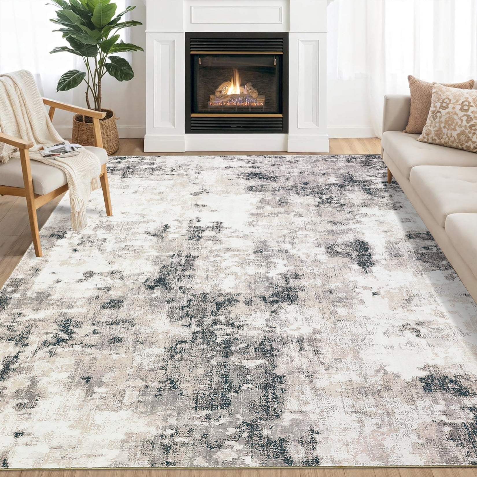 GlowSol 10' x 13' Large Area Rug Modern Abstract Washable Rug Indoor ...