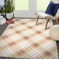 thumbnail image 1 of GlowSol 10' x 13' Rugs for Living Room Modern Geometric Rug Farmhouse Plaid Rug Stripe Rug Indoor Low Pile Non-Shedding Rug, Taupe, 1 of 7
