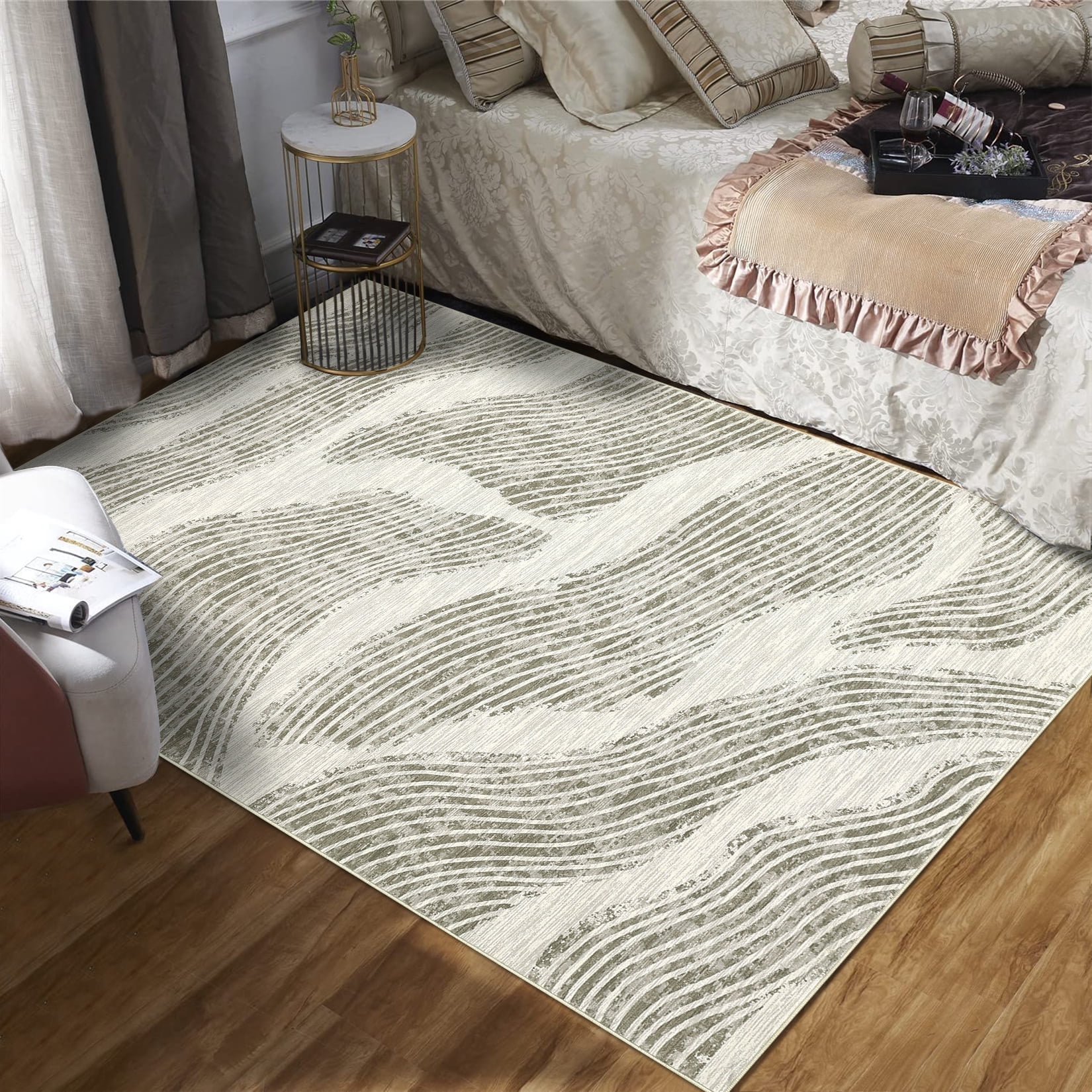 GlowSol 10'x13' Area Rug Modern Washable Rug Abstract Rug Wave Pattern ...