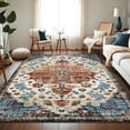 thumbnail image 1 of GlowSol 10'x13' Area Rug Vintage Medallion Print Rug, Non Slip Low Pile Boho Soft Floral Accent Rugs for Living Room Bedroom, Orange, 1 of 8
